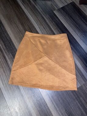 Mango camel faux-suede mini skirt